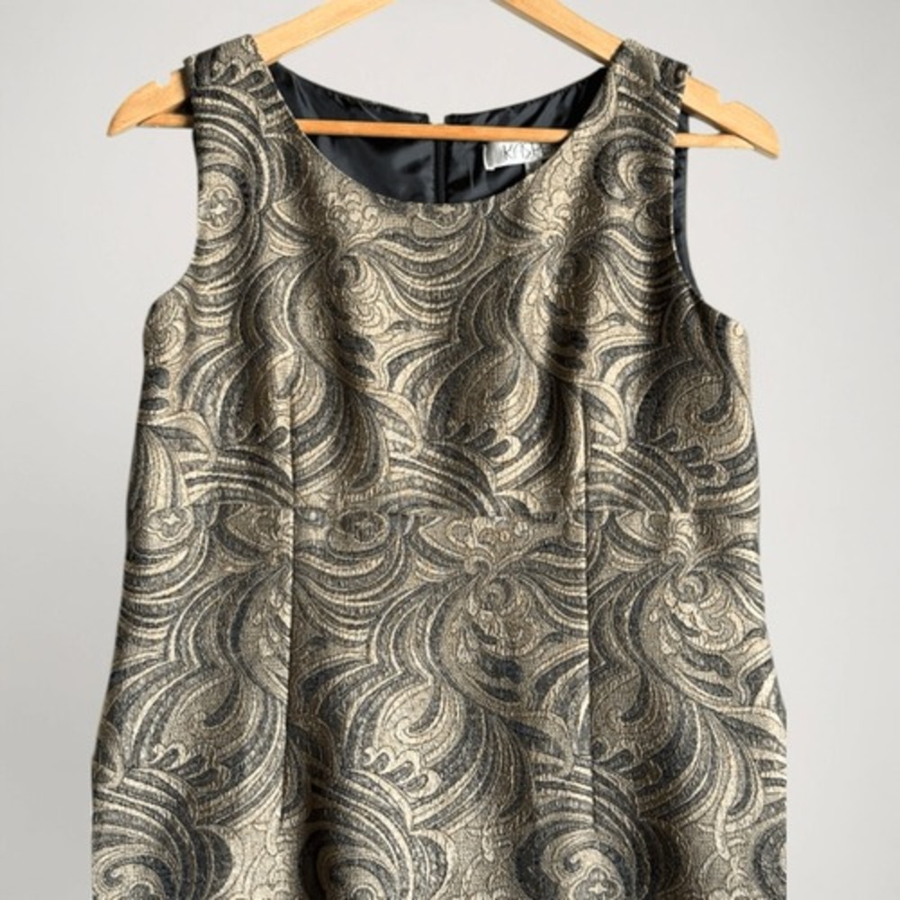 Kasper Womens Metallic Gold Brocade Sheath Dress Size 8P Holiday Festive Glam - Picture 11 of 14